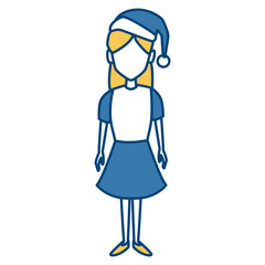 Young woman with christmas hat icon vector illustration graphic design