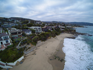 Aerial view of Shaws Cove, Laguna Beach, California.