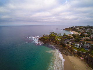 Aerial view of Shaws Cove, Laguna Beach, California.