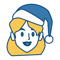 woman face with christmas hat icon vector illustration graphic design