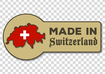 Made in Switzerland - icon with Swiss flag  isolated on transparent background