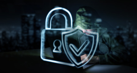 Hacker accessing to personal data information with a computer 3D rendering