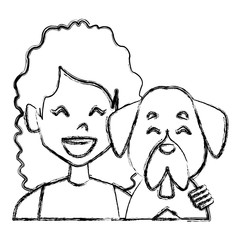 Fototapeta na wymiar Woman with dog cartoon icon vector illustration graphic design