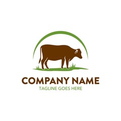 cattle farm logo illustration. vector. editable