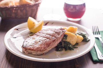 tuna steack meal and potatoes