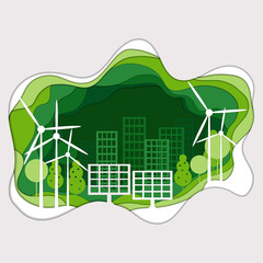 green energy paper art style - 183466502