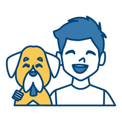 Man with dog cartoon icon vector illustration graphic design