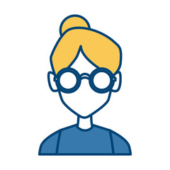 Obraz na płótnie Canvas Geek girl with round frame glasses icon vector illustration graphic design