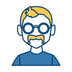 Geek man with round frame glasses icon vector illustration graphic design