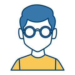 Geek girl with round frame glasses icon vector illustration graphic design