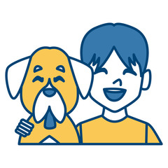 Man with dog cartoon icon vector illustration graphic design