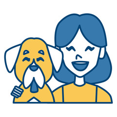 Woman with dog cartoon icon vector illustration graphic design