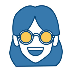 Geek girl with round frame glasses icon vector illustration graphic design