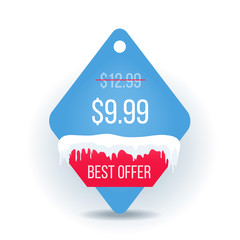 Winter Sale tags. Christmas label with ice caps. Vector illustration.