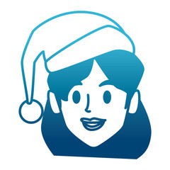 woman face with christmas hat icon vector illustration graphic design