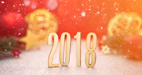 Happy new year 2018 background with christmas decoration