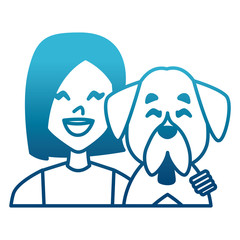 Woman with dog cartoon icon vector illustration graphic design