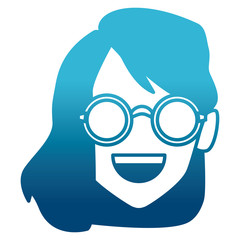 Geek girl with round frame glasses icon vector illustration graphic design