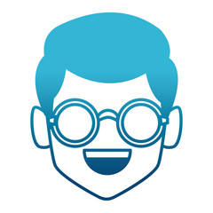 Geek man with round frame glasses icon vector illustration graphic design