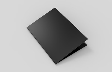 A3 half-fold brochure blank black template for mock up and presentation design. 3d illustration.