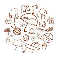 Vector doodle elements of autumn