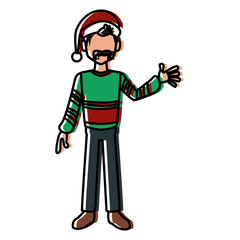 Young man with santa claus hat icon vector illustration graphic design