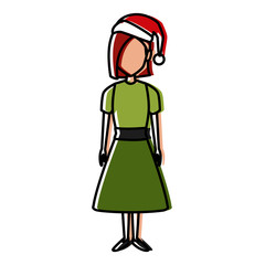 Young woman with christmas hat icon vector illustration graphic design