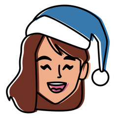 woman face with christmas hat icon vector illustration graphic design
