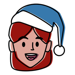 woman face with christmas hat icon vector illustration graphic design
