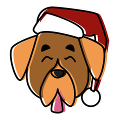 Dog pet with christmas hat icon vector illustration graphic design