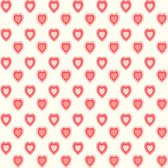 Cute primitive retro pattern with hearts