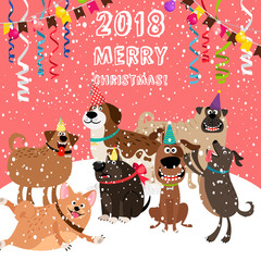 2018 christmas card with dogs party