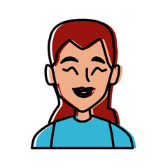 Obraz premium beautiful woman smiling face icon vector illustration graphic design