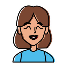 beautiful woman smiling face icon vector illustration graphic design