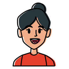 beautiful woman smiling face icon vector illustration graphic design