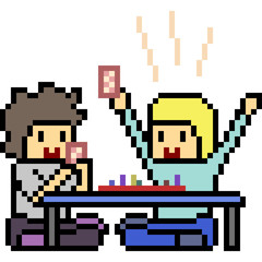vector pixel art kid playing