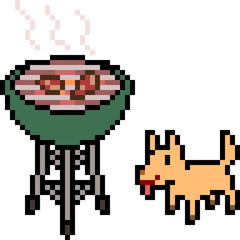 Fototapeta premium vector pixel art grill food