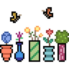 Fototapeta premium vector pixel art flower vase