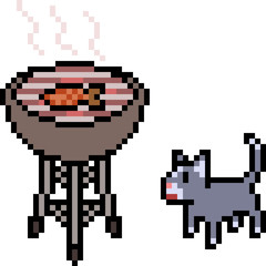 Fototapeta premium vector pixel art grill food