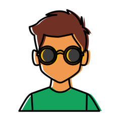 Geek man with round frame glasses icon vector illustration graphic design
