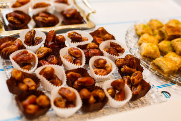 oriental sweets on the buffet table