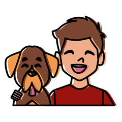 Obraz premium Man with dog cartoon icon vector illustration graphic design