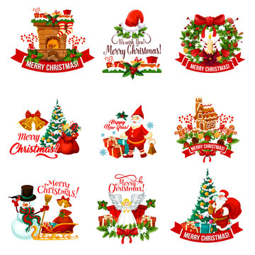 Christmas holiday badge for New Year decoration