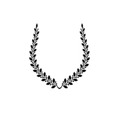 Obraz premium Laurel Wreath floral ancient emblem created in horseshoe shape. Heraldic vector design element. Retro style label, heraldry logo.