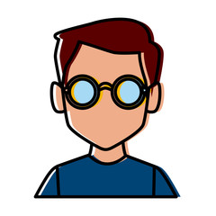 Geek man with round frame glasses icon vector illustration graphic design