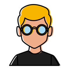 Geek man with round frame glasses icon vector illustration graphic design