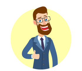 Hipster Businessman showing thumb up