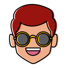 Geek man with round frame glasses icon vector illustration graphic design