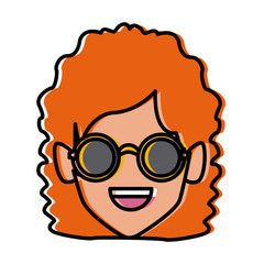 Geek girl with round frame glasses icon vector illustration graphic design