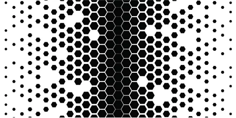 Stickers pour porte Noir et blanc géométrique moderne black_hexagons_on_white_2
